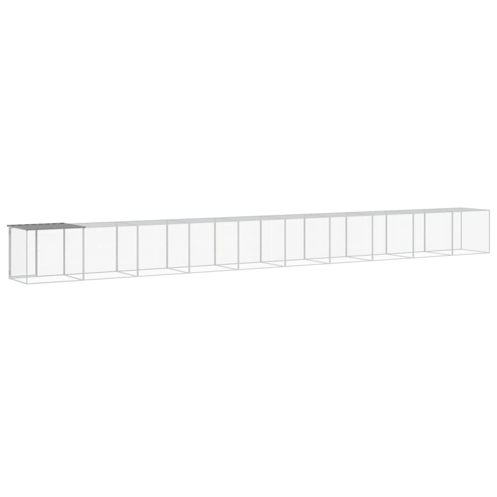Kyllingbur med tak lysegrå 1003x98x90 cm galvanisert stål vidaXL