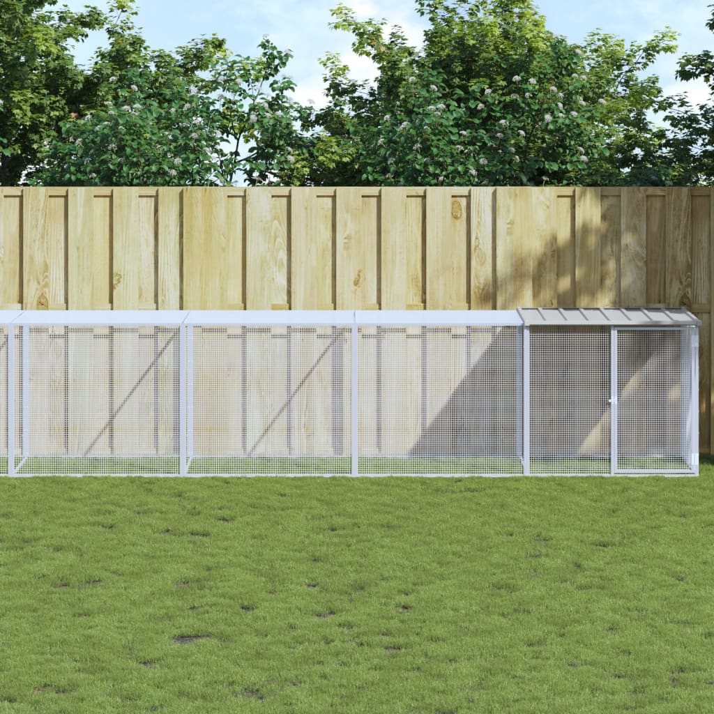 Kyllingbur med tak lysegrå 1003x98x90 cm galvanisert stål vidaXL