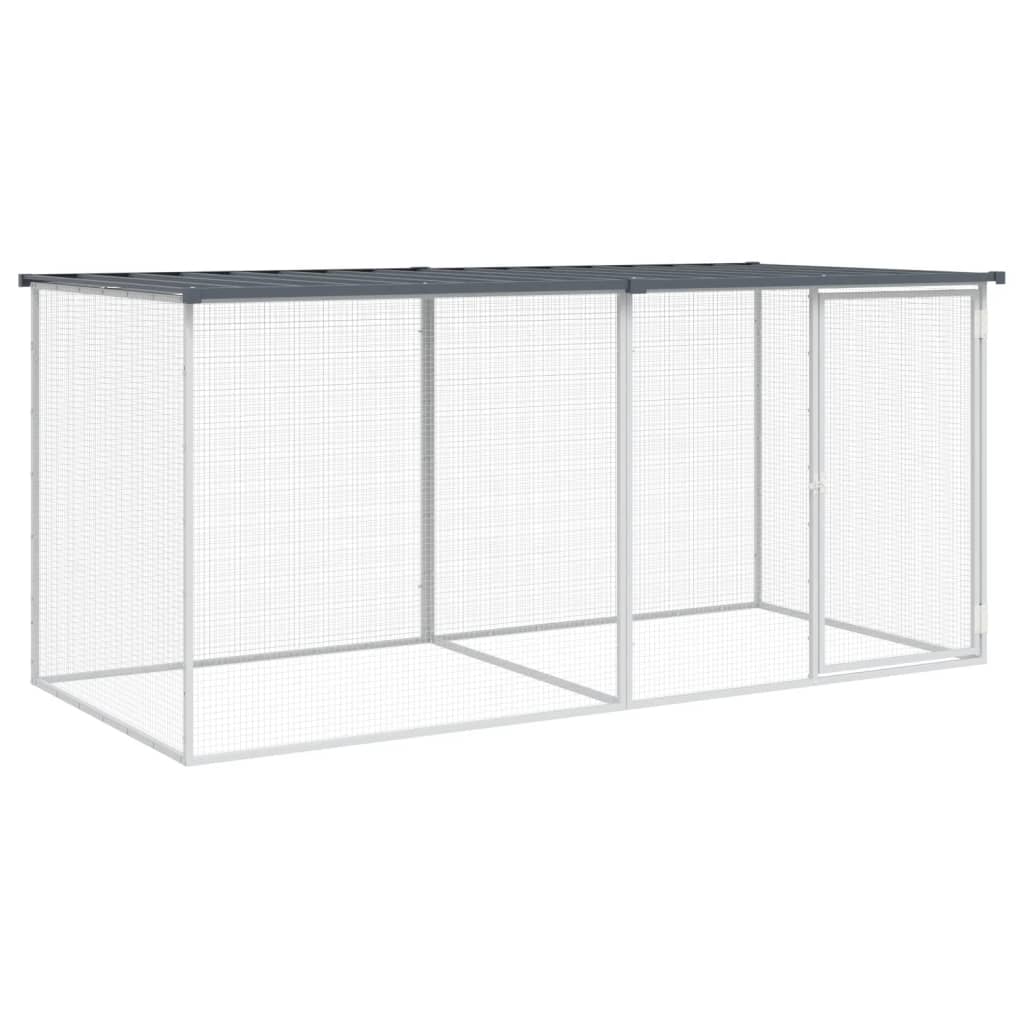 Kyllingbur med tak antrasitt 203x98x90 cm galvanisert stål vidaXL