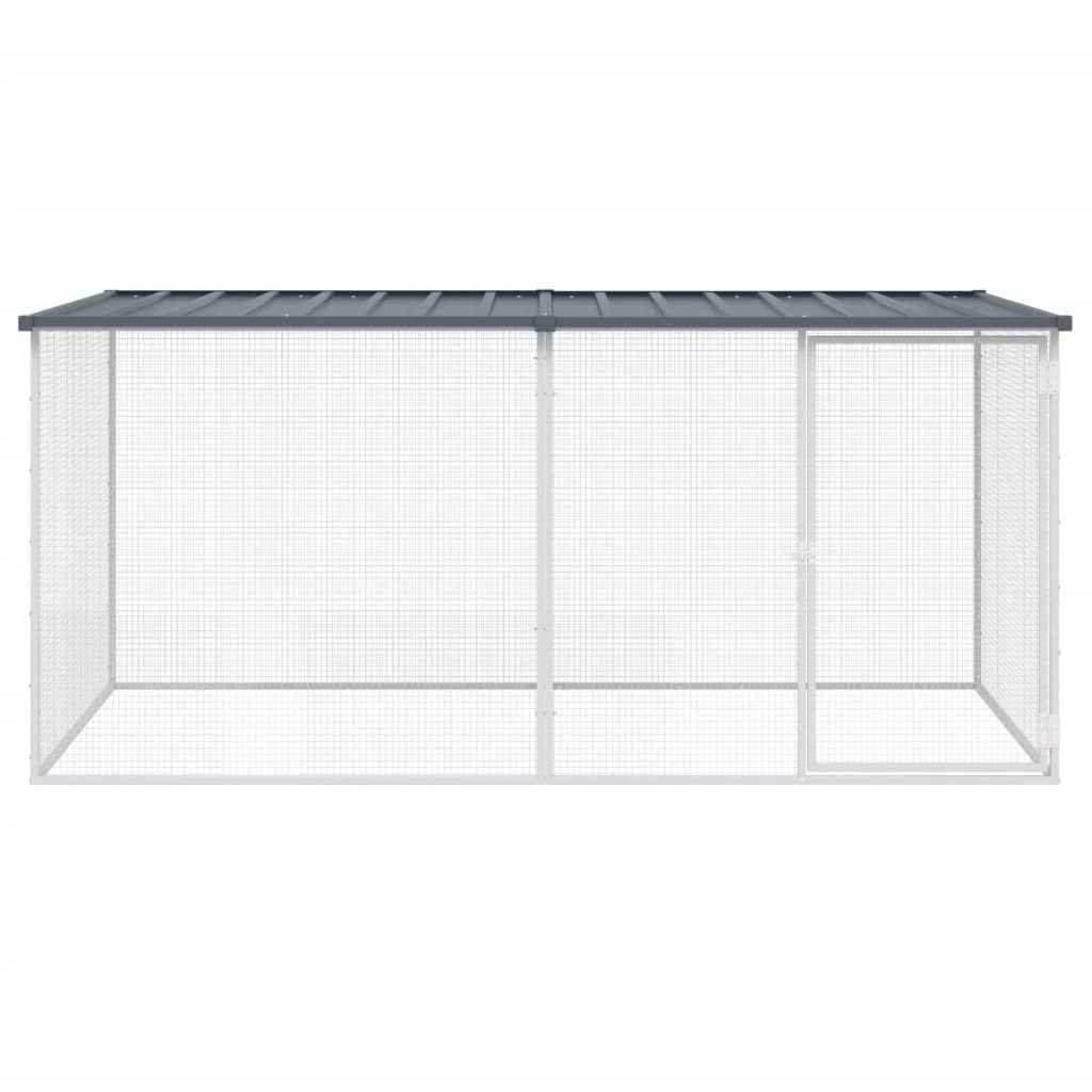 Kyllingbur med tak antrasitt 203x98x90 cm galvanisert stål vidaXL