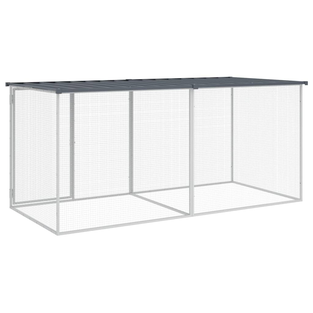 Kyllingbur med tak antrasitt 203x98x90 cm galvanisert stål vidaXL