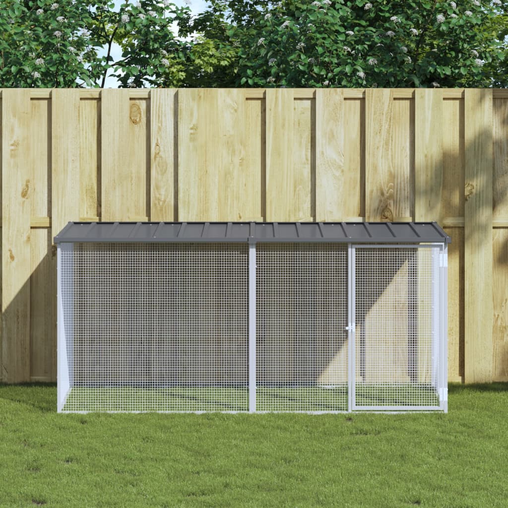 Kyllingbur med tak antrasitt 203x98x90 cm galvanisert stål vidaXL