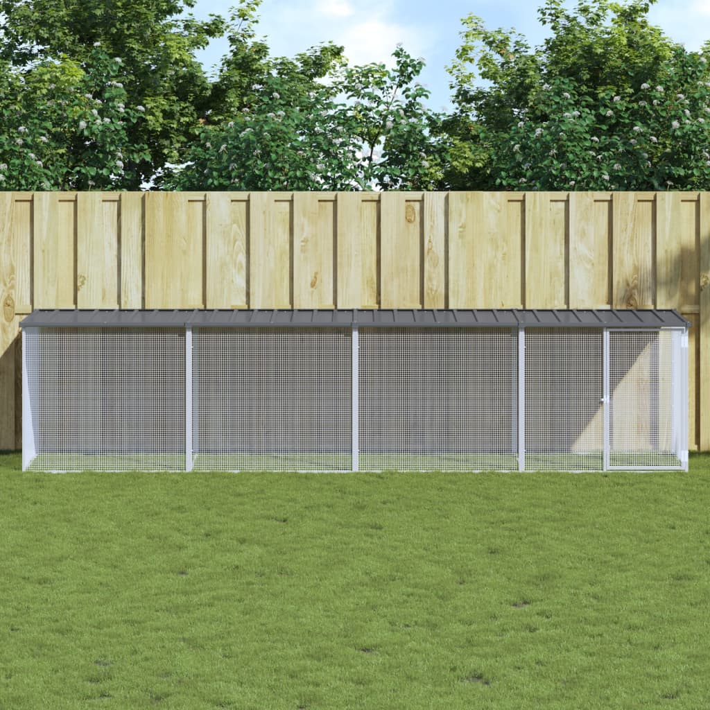 Kyllingbur med tak antrasitt 403x98x90 cm galvanisert stål vidaXL