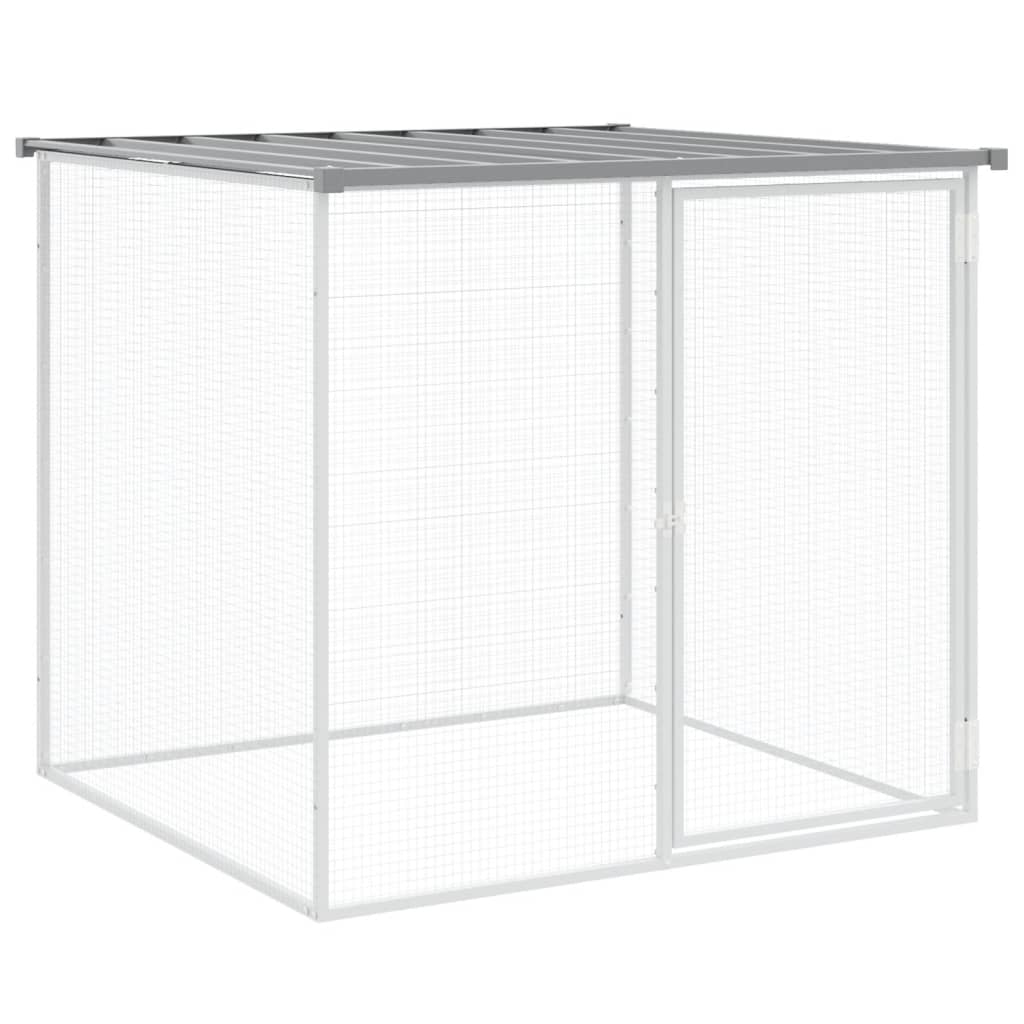 Kyllingbur med tak lysegrå 203x98x90 cm galvanisert stål vidaXL