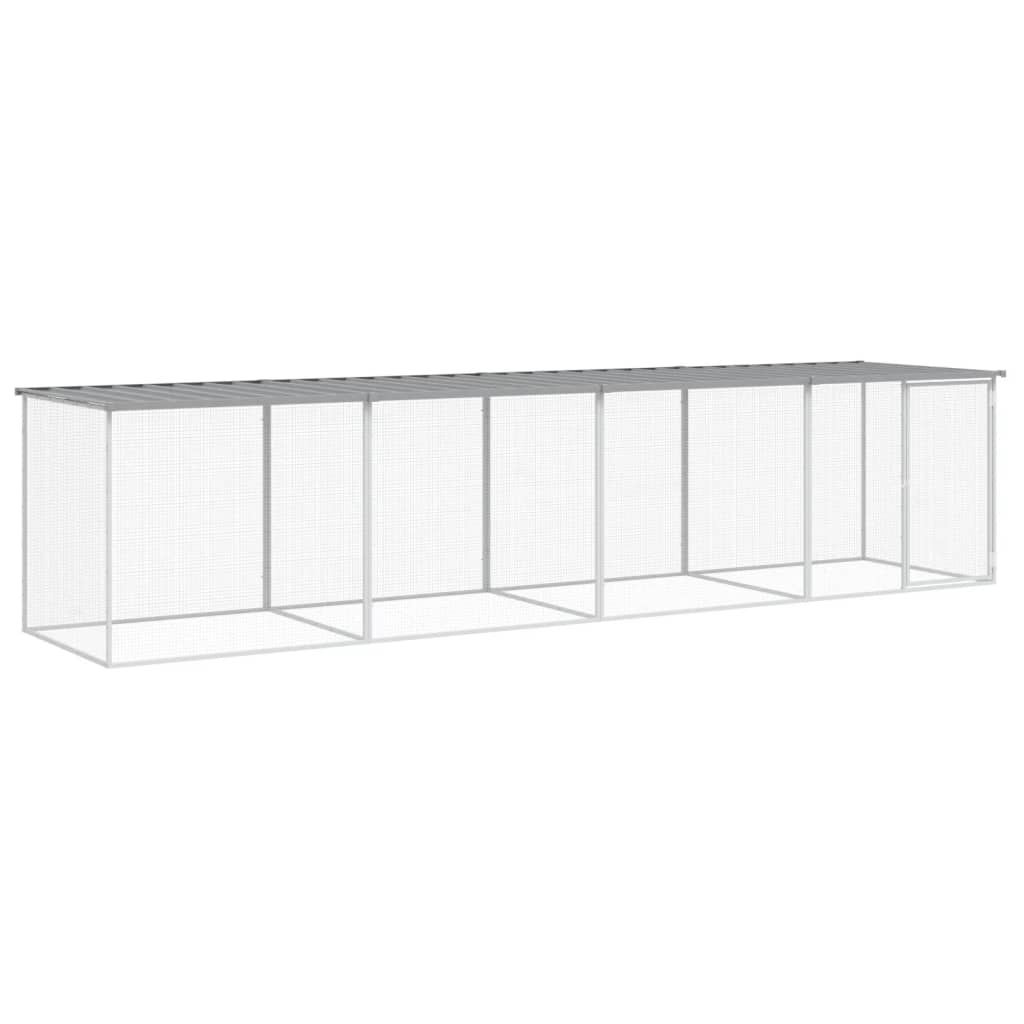 Kyllingbur med tak lysegrå 403x98x90 cm galvanisert stål vidaXL