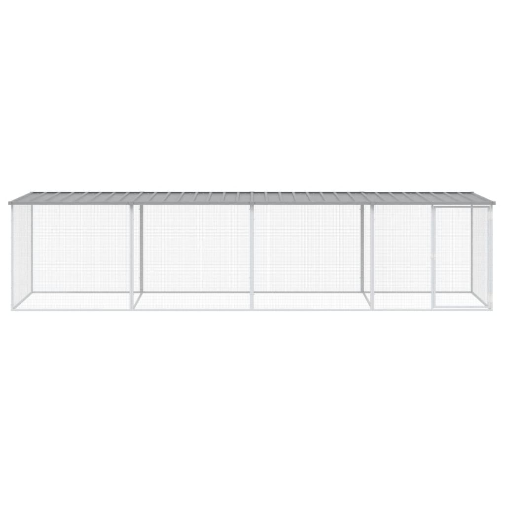 Kyllingbur med tak lysegrå 403x98x90 cm galvanisert stål vidaXL