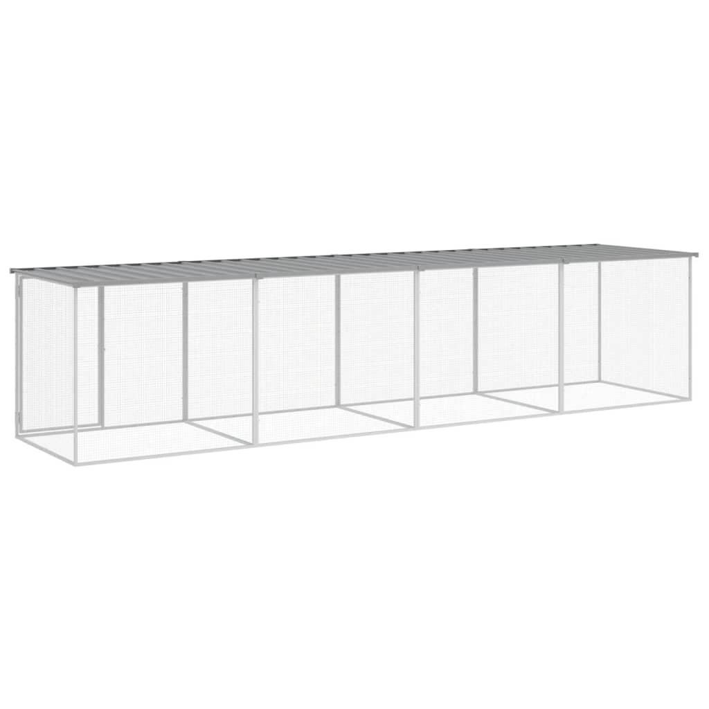 Kyllingbur med tak lysegrå 403x98x90 cm galvanisert stål vidaXL