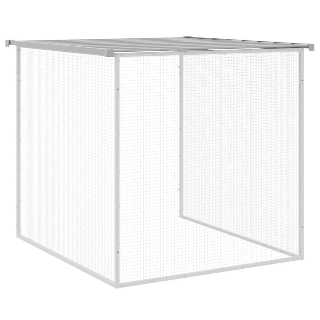 Kyllingbur med tak lysegrå 403x98x90 cm galvanisert stål vidaXL