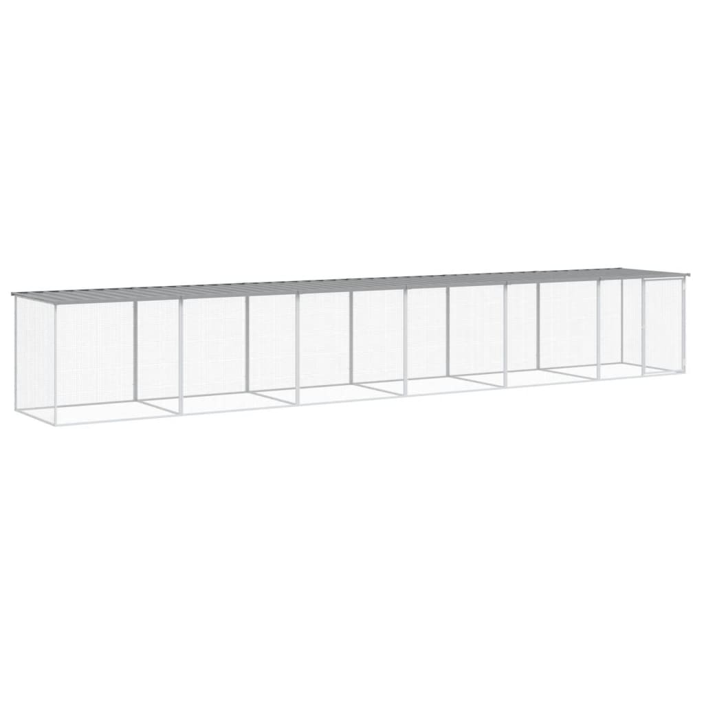Kyllingbur med tak lysegrå 603x98x90 cm galvanisert stål vidaXL