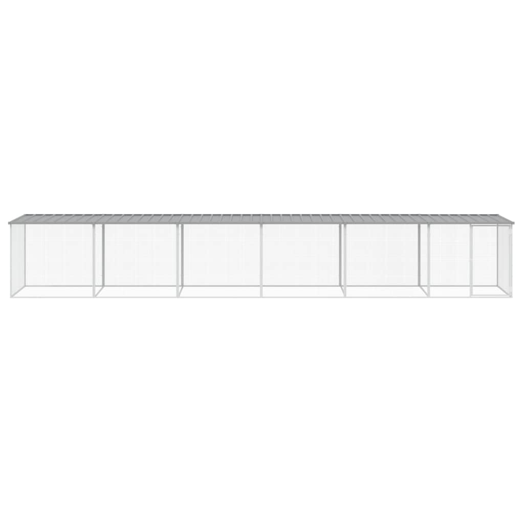 Kyllingbur med tak lysegrå 603x98x90 cm galvanisert stål vidaXL