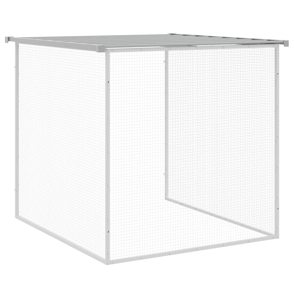 Kyllingbur med tak lysegrå 603x98x90 cm galvanisert stål vidaXL