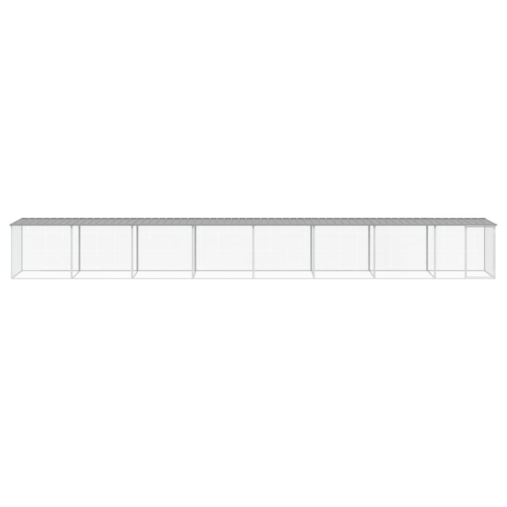 Kyllingbur med tak lysegrå 803x98x90 cm galvanisert stål vidaXL