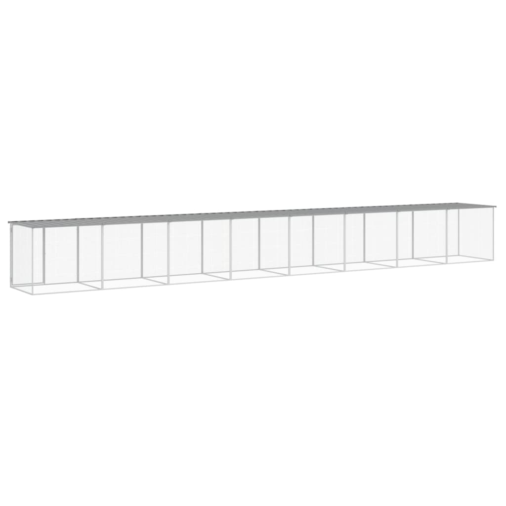 Kyllingbur med tak lysegrå 803x98x90 cm galvanisert stål vidaXL