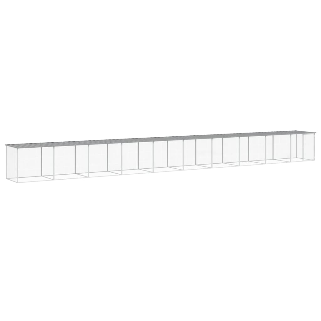 Kyllingbur med tak lysegrå 1003x98x90 cm galvanisert stål vidaXL