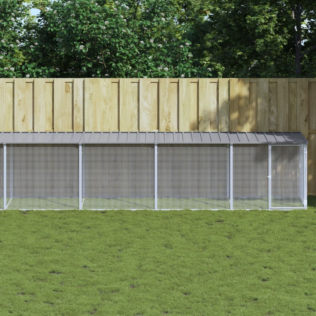Kyllingbur med tak lysegrå 1003x98x90 cm galvanisert stål vidaXL