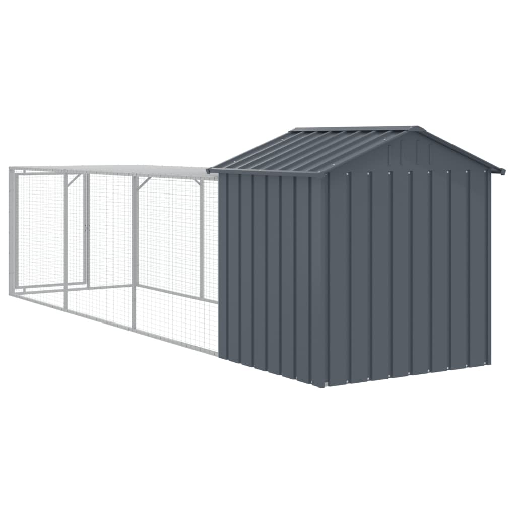 Hønsebur med gård antrasitt 117x405x123 cm galvanisert stål