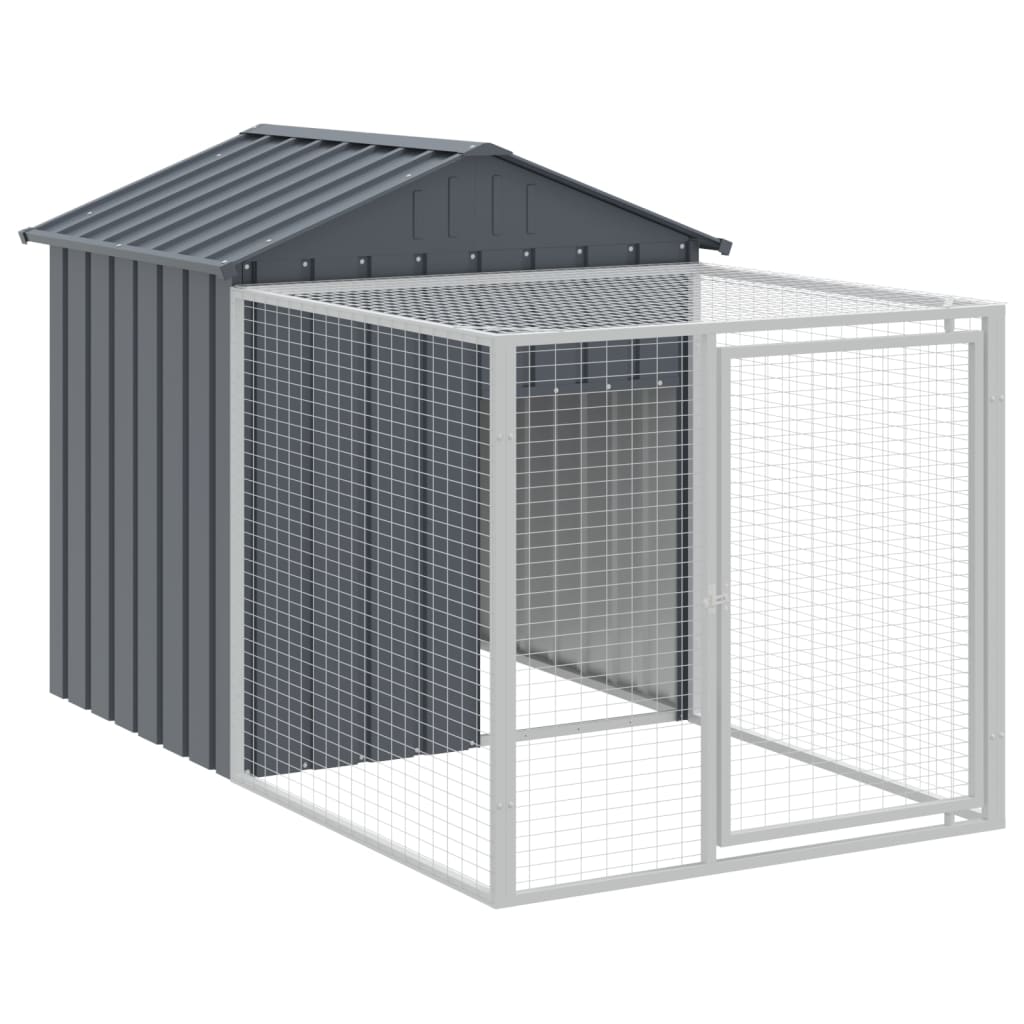 Hønsebur med gård antrasitt 117x405x123 cm galvanisert stål