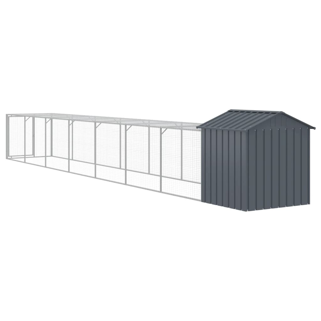 Hønsebur med gård antrasitt 117x813x123 cm galvanisert stål