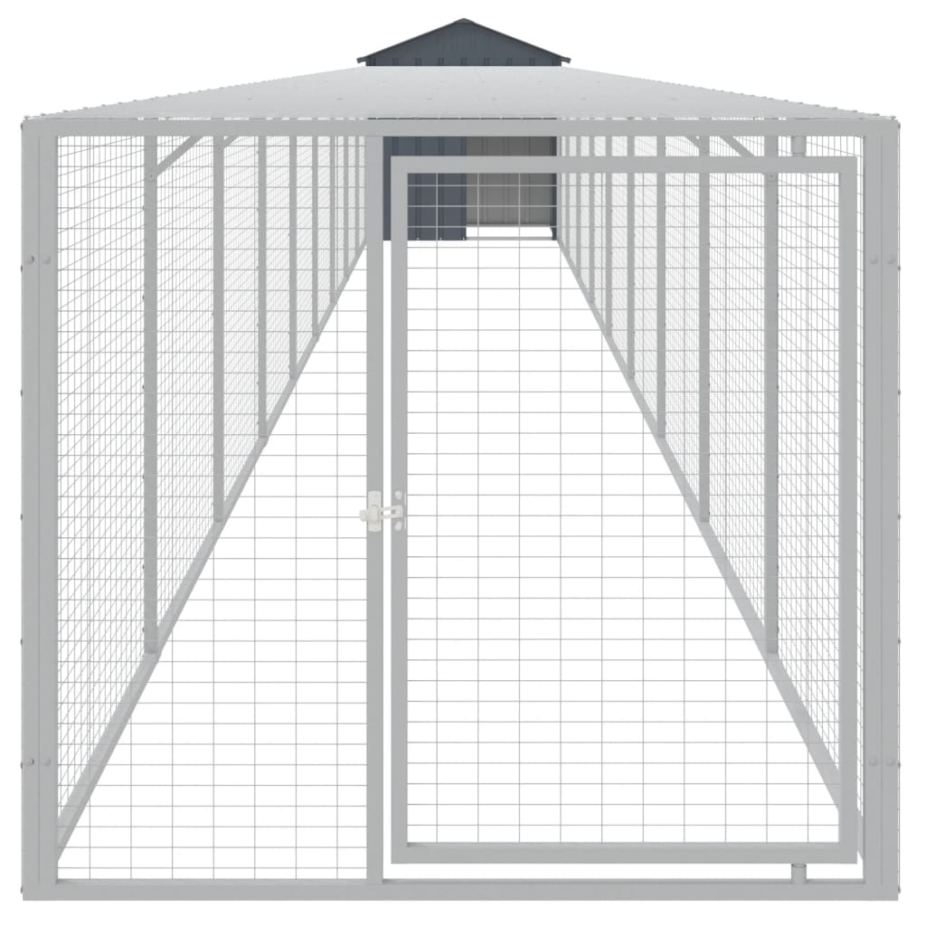 Hønsebur med gård antrasitt 117x1017x123 cm galvanisert stål