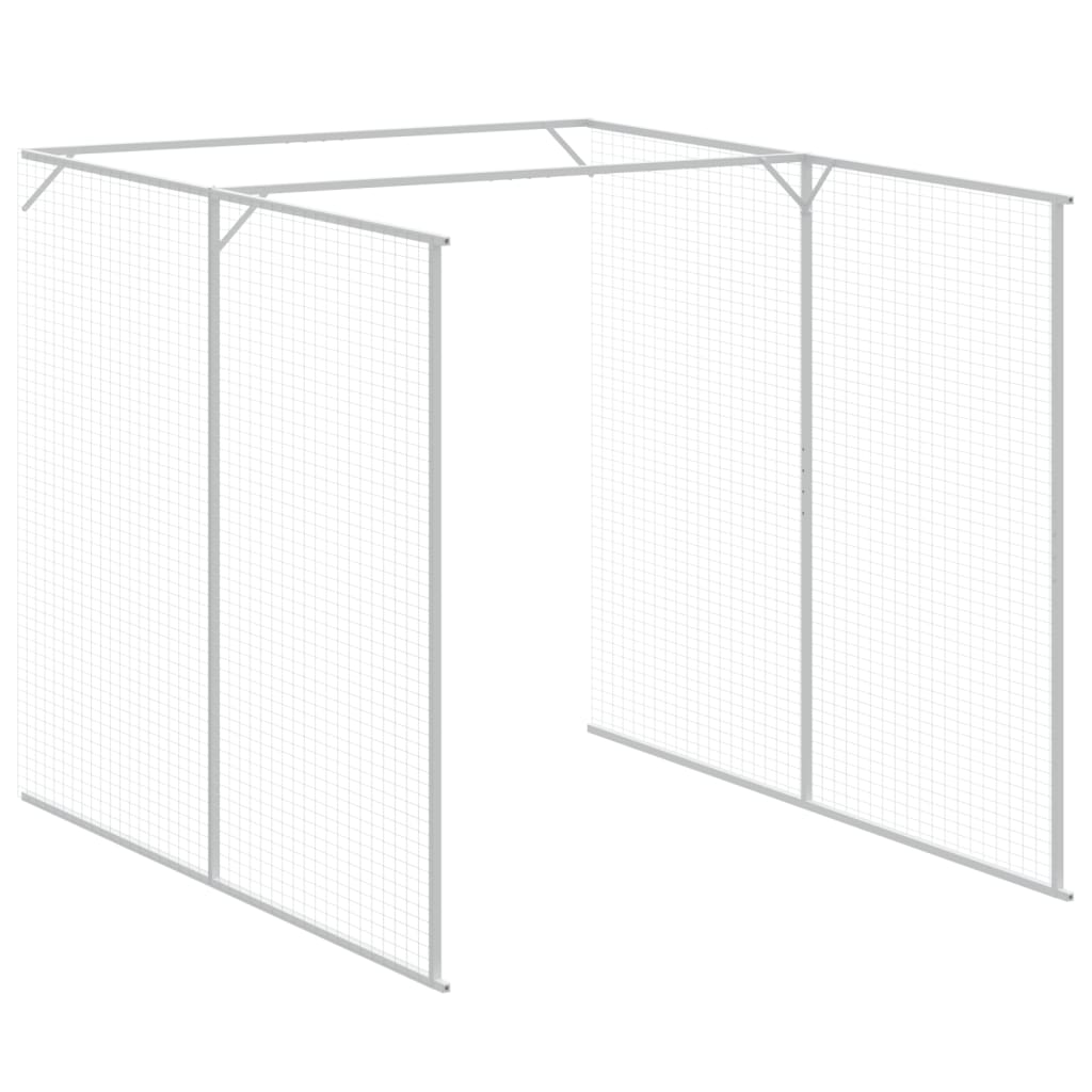 Hundehus med tak lysegrå 165x659x181 cm galvanisert stål