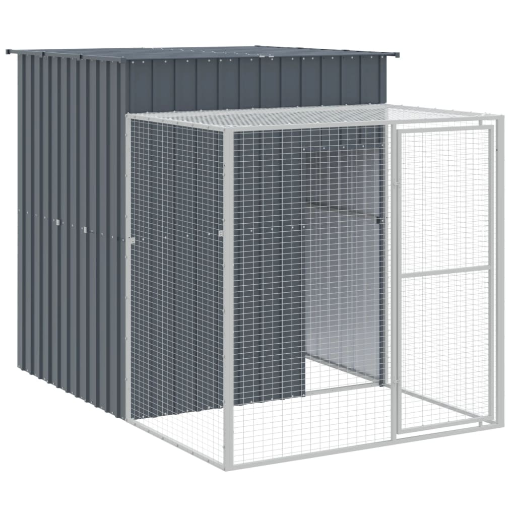 Hønsebur med gård antrasitt 165x1271x181 cm galvanisert stål