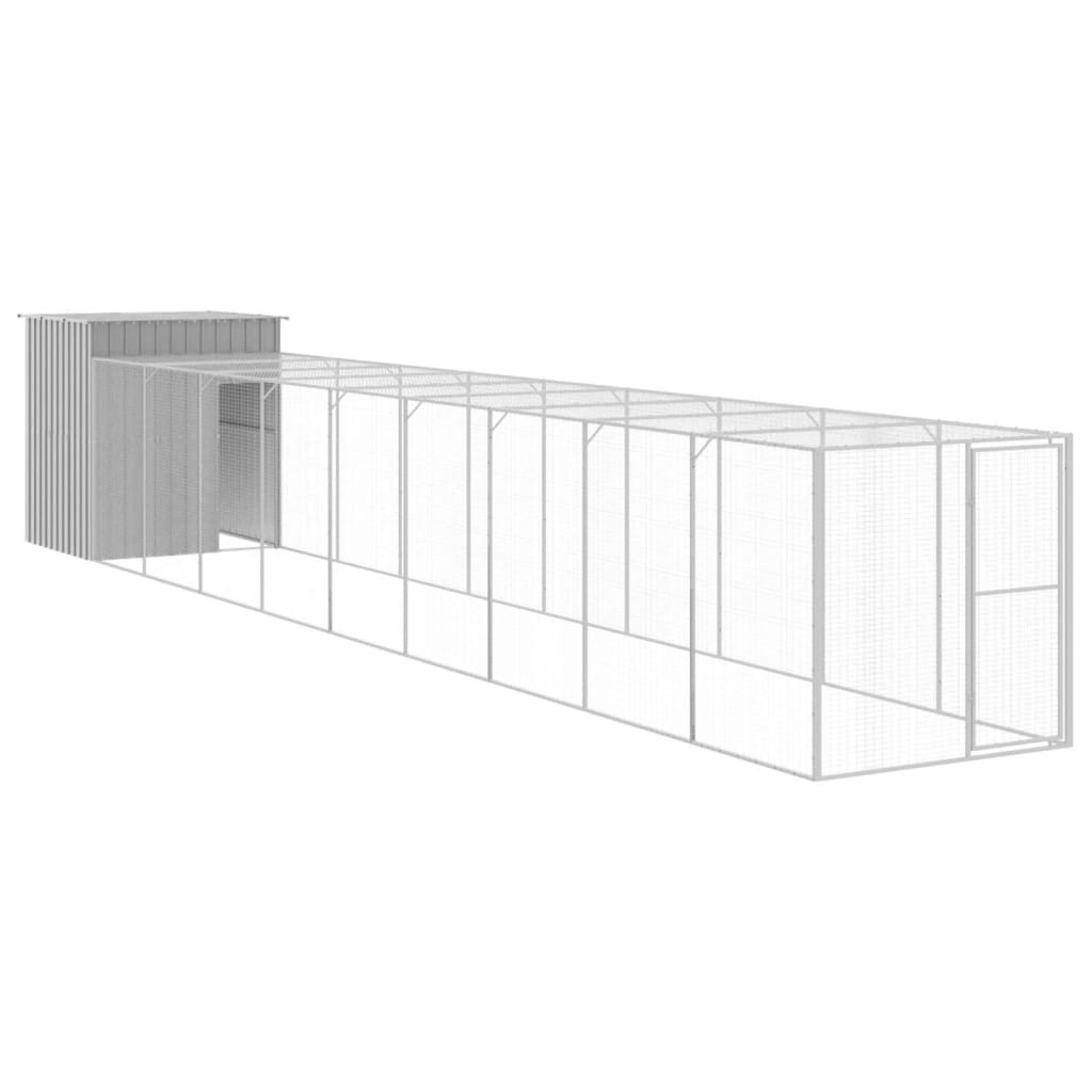 Hønsebur med gård antrasitt 165x1067x181 cm galvanisert stål