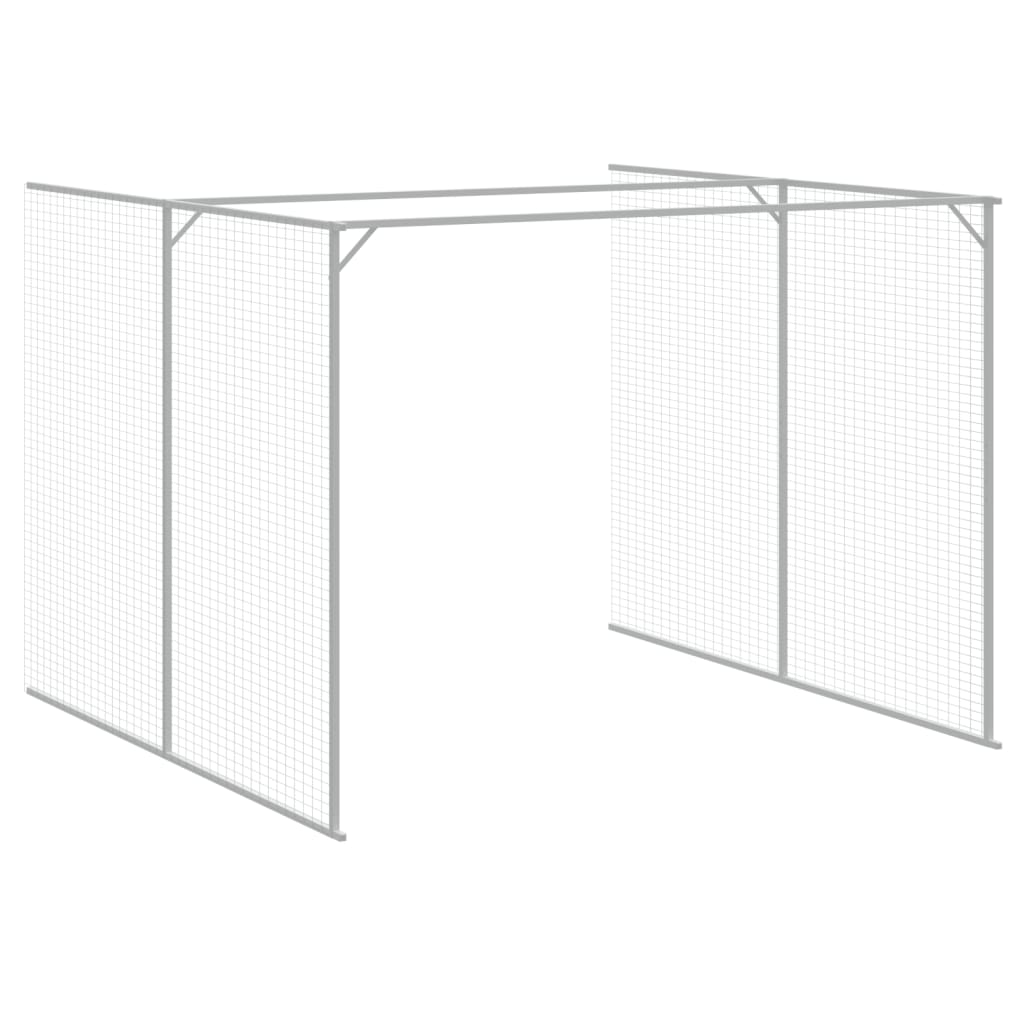 Hundehus med gård antrasitt 214x1069x181 cm galvanisert stål