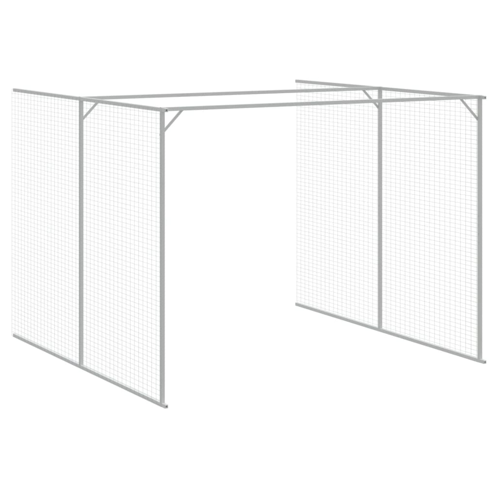 Hundehus med gård antrasitt 214x1273x181 cm galvanisert stål