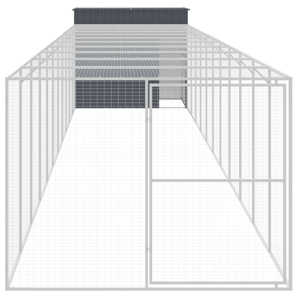 Hundehus med gård antrasitt 214x1273x181 cm galvanisert stål