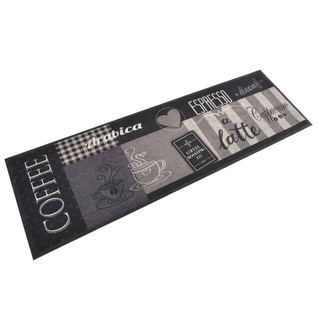 Kjøkkenteppe vaskbar Coffee svart 60x180 cm fløyel