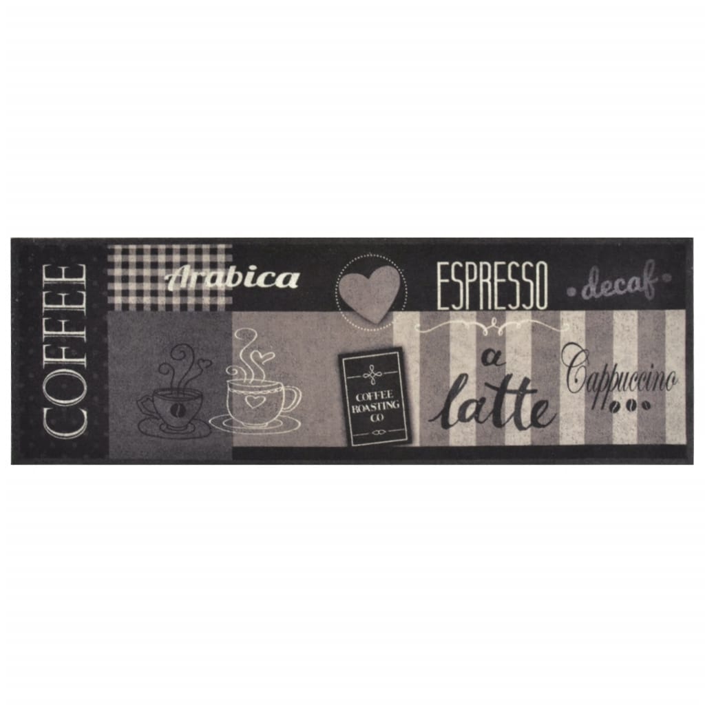Kjøkkenteppe vaskbar Coffee svart 60x180 cm fløyel