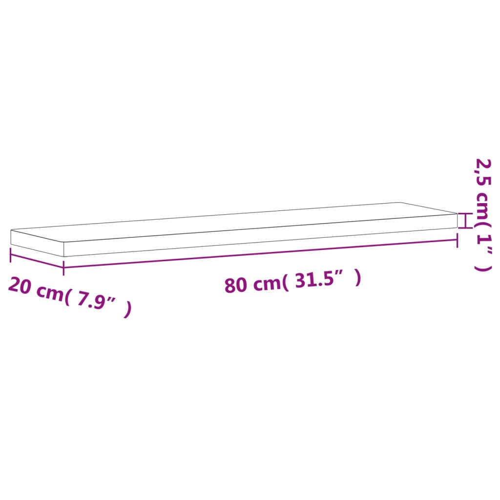 Vegghylle 80x20x2,5 cm heltre bøketre