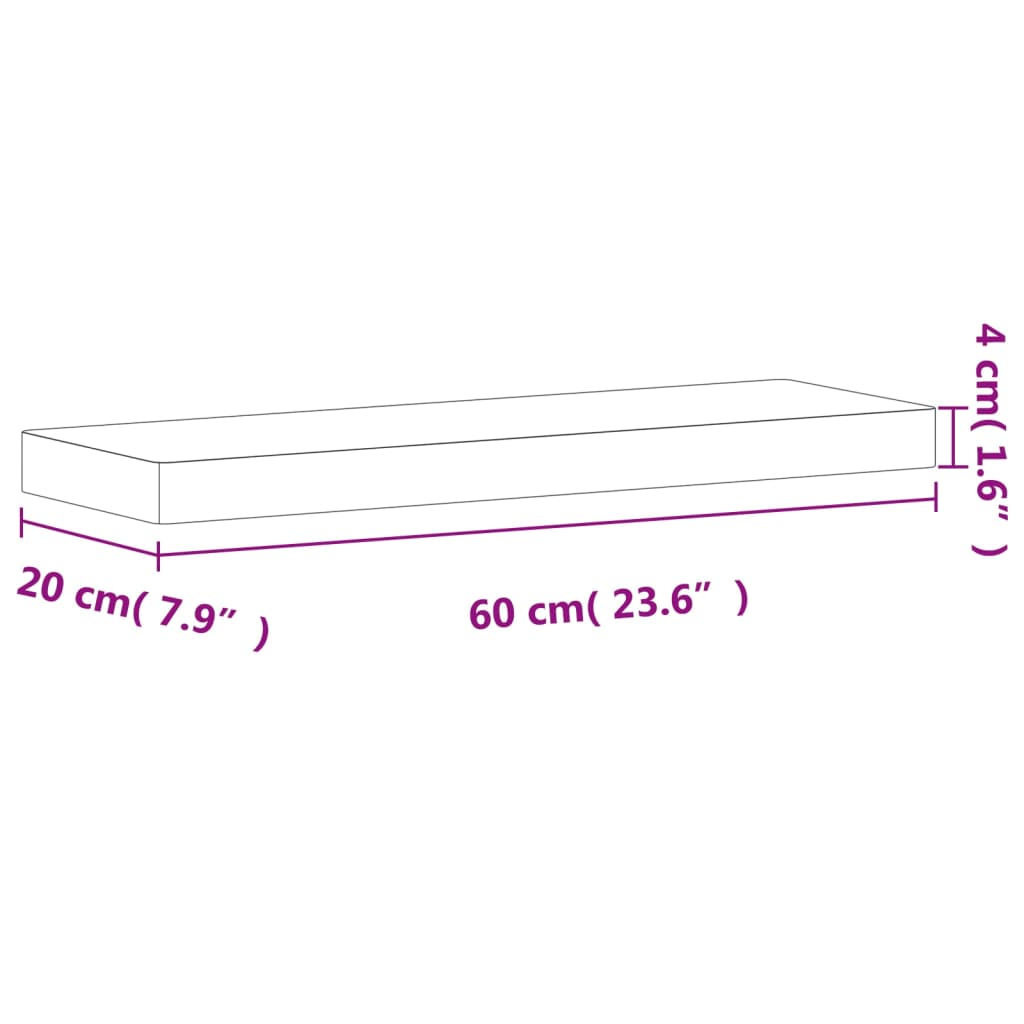 Vegghylle 60x20x4 cm heltre bøketre