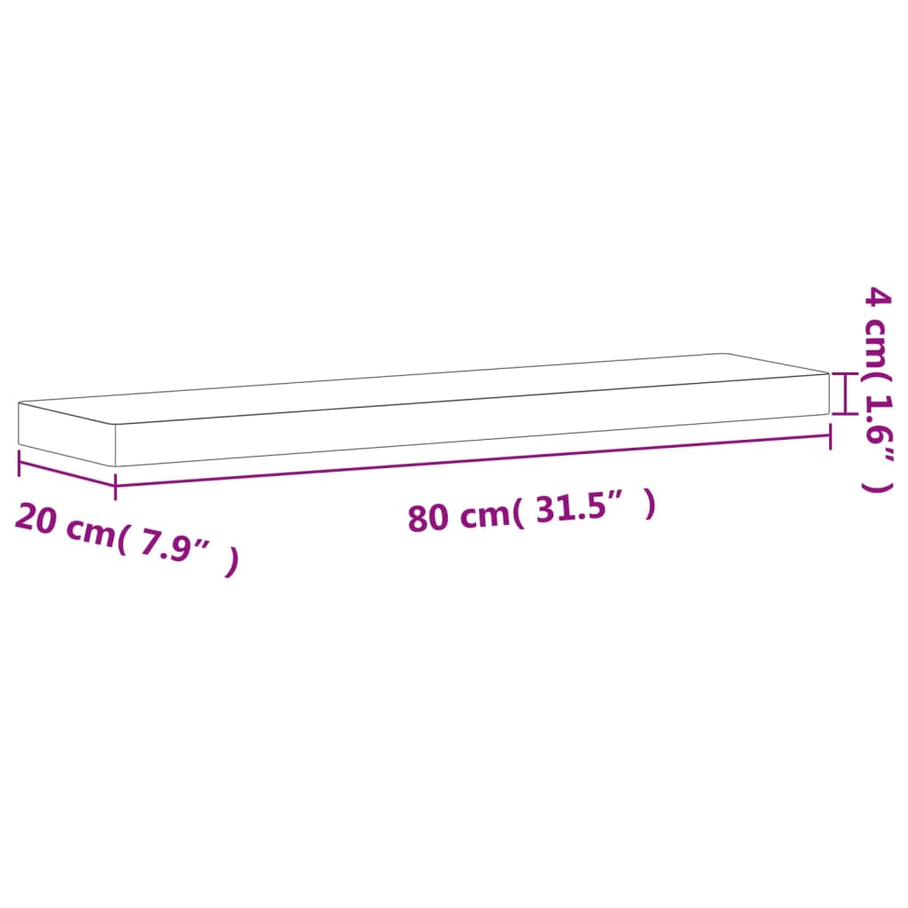 Vegghylle 80x20x4 cm heltre bøketre