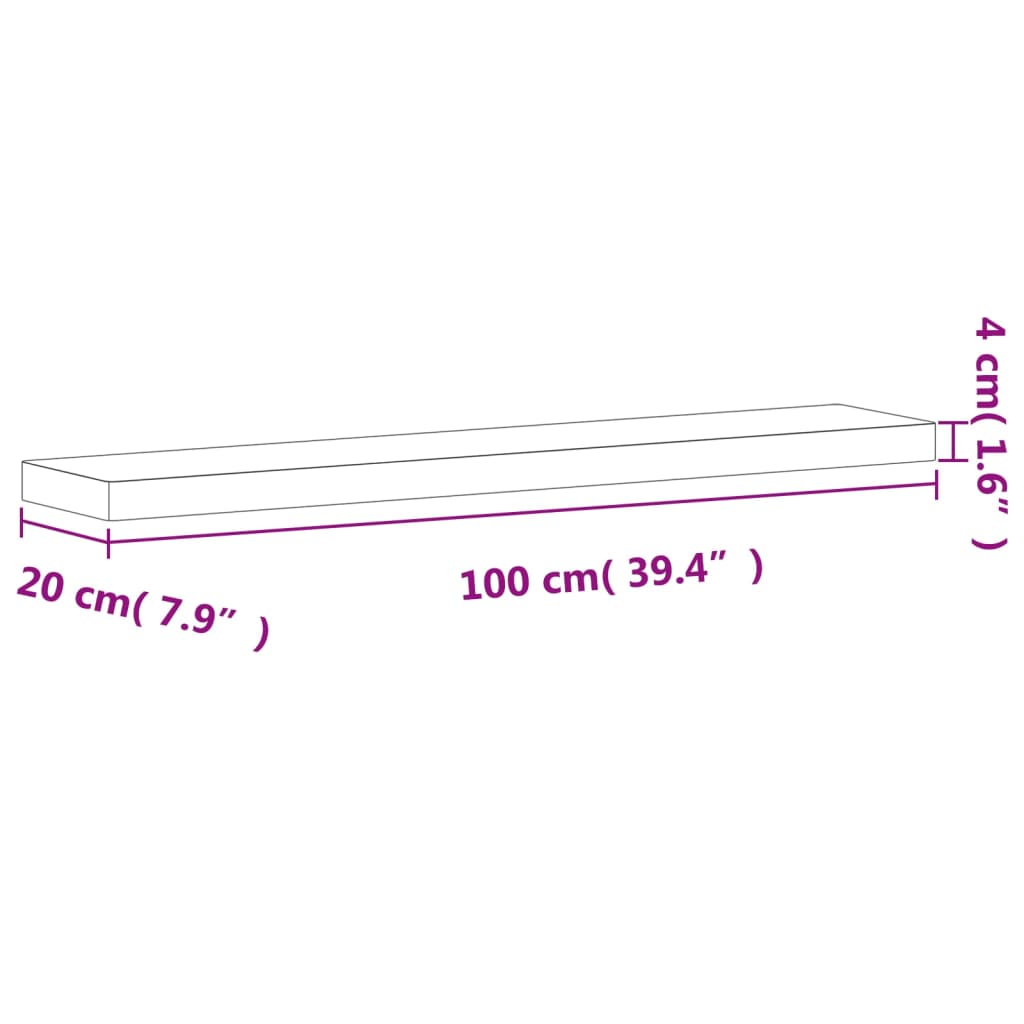 Vegghylle 100x20x4 cm heltre bøketre