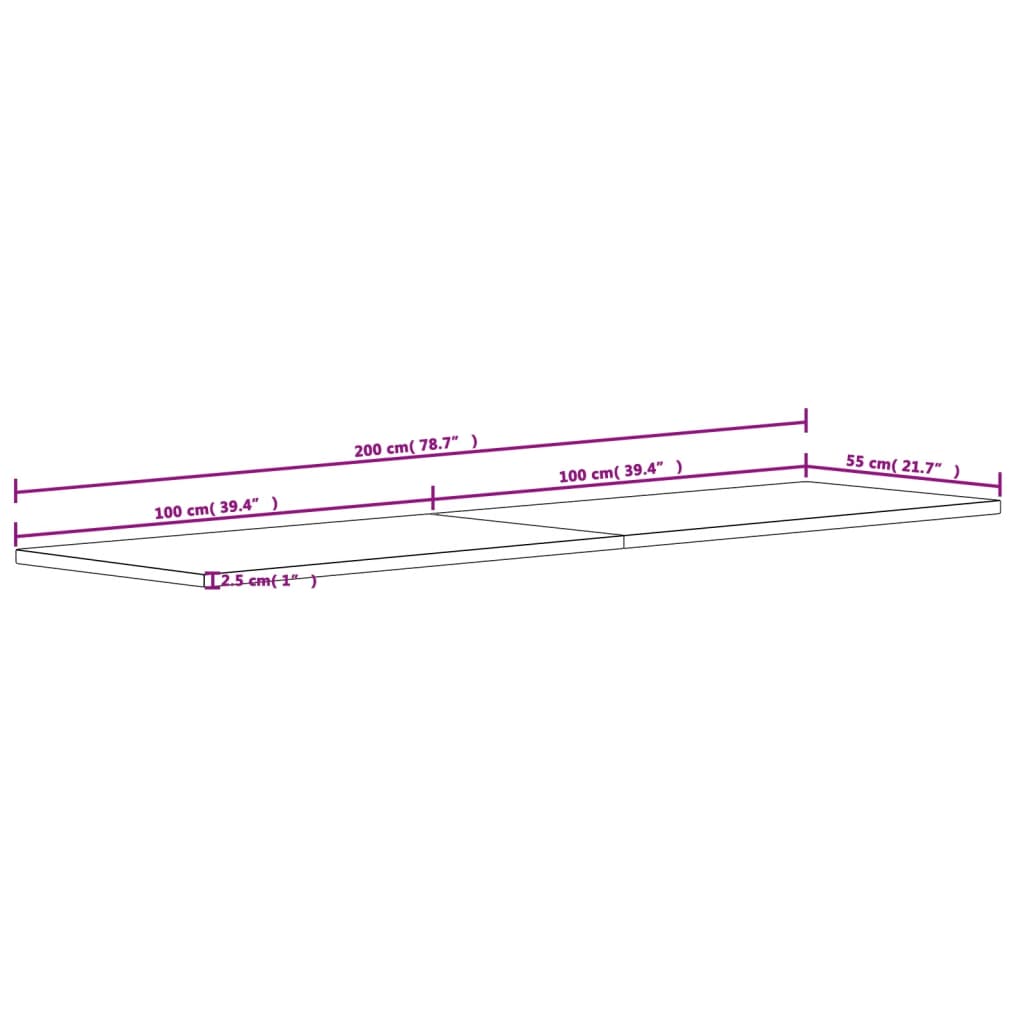 Skrivebord 200x55x2,5 cm heltre bøketre