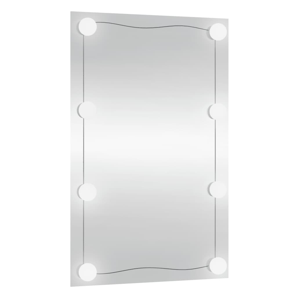 Veggspeil med LED-lys 40x60 cm glass rektangel