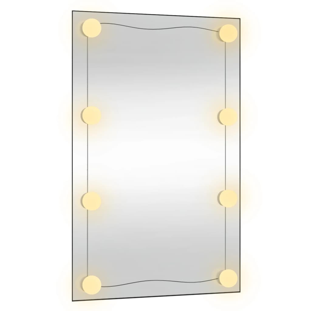 Veggspeil med LED-lys 50x80 cm glass rektangel