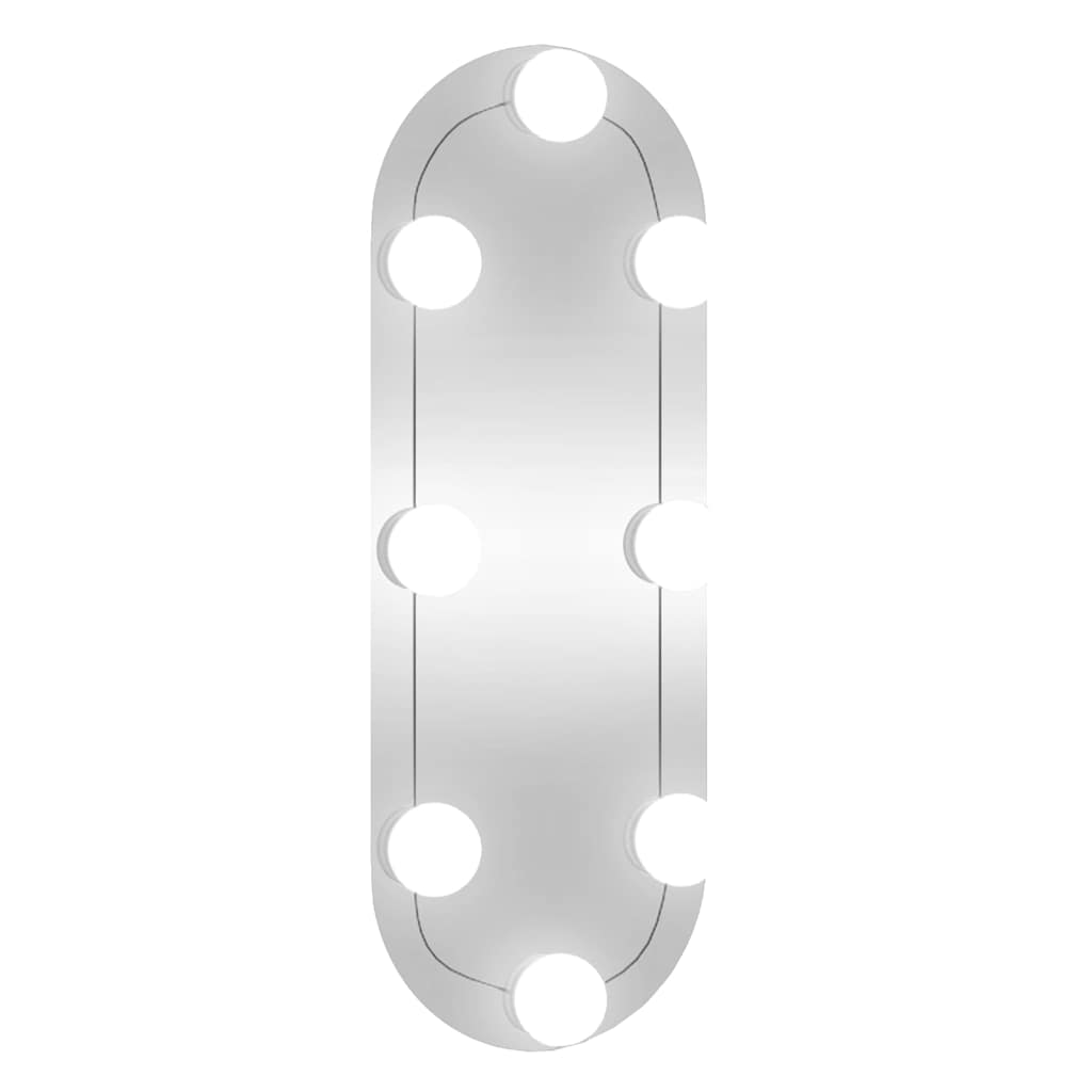 Veggspeil med LED-lys 15x40 cm glass oval