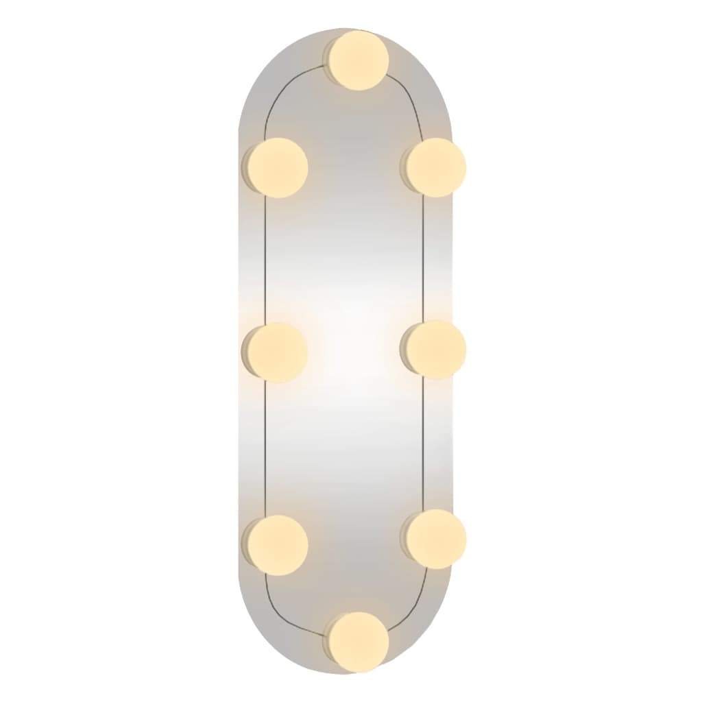 Veggspeil med LED-lys 15x40 cm glass oval