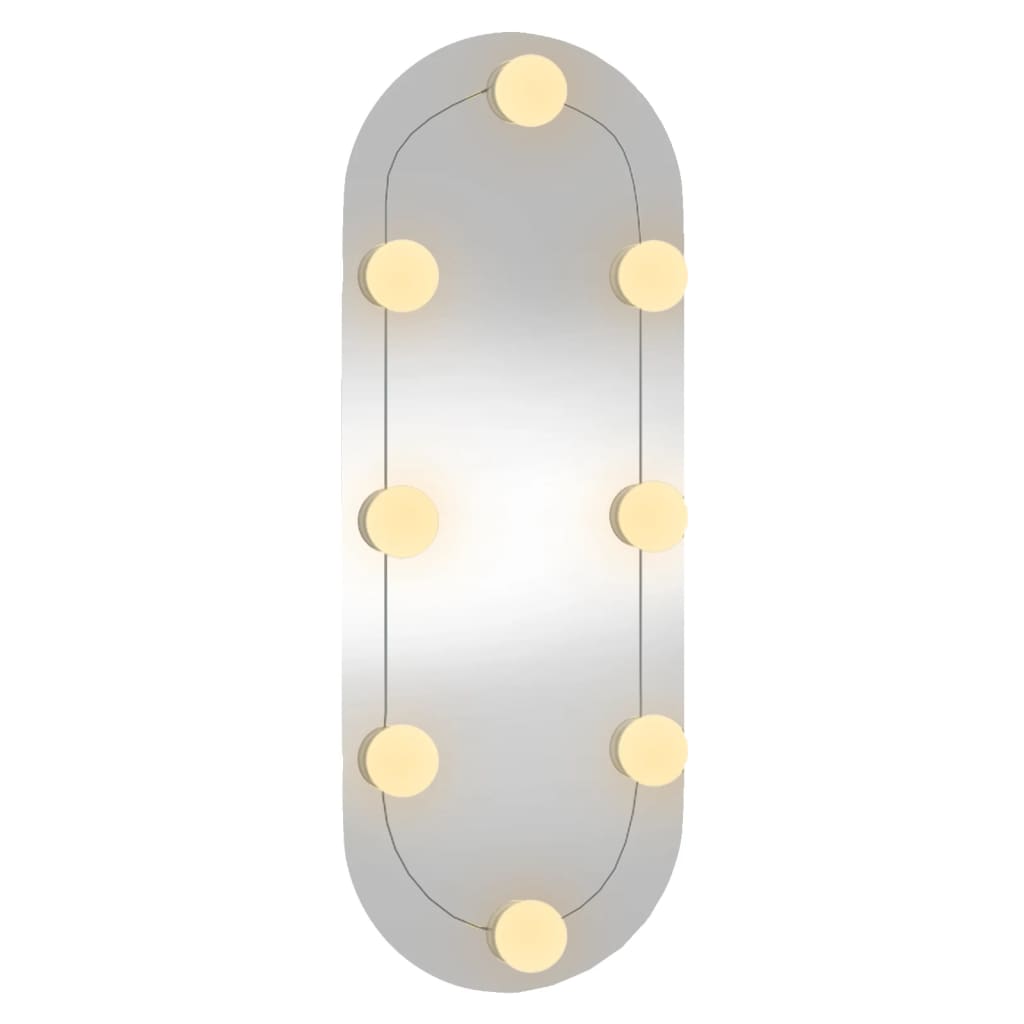 Veggspeil med LED-lys 20x50 cm glass oval