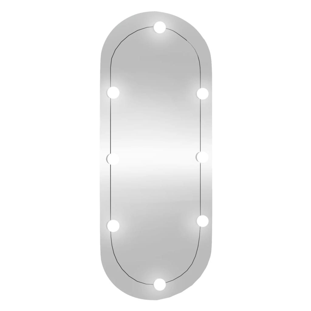 Veggspeil med LED-lys 25x60 cm glass oval