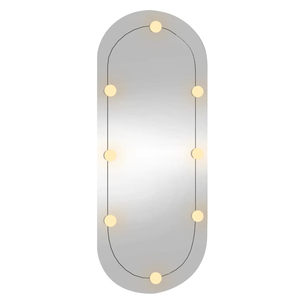 Veggspeil med LED-lys 25x60 cm glass oval