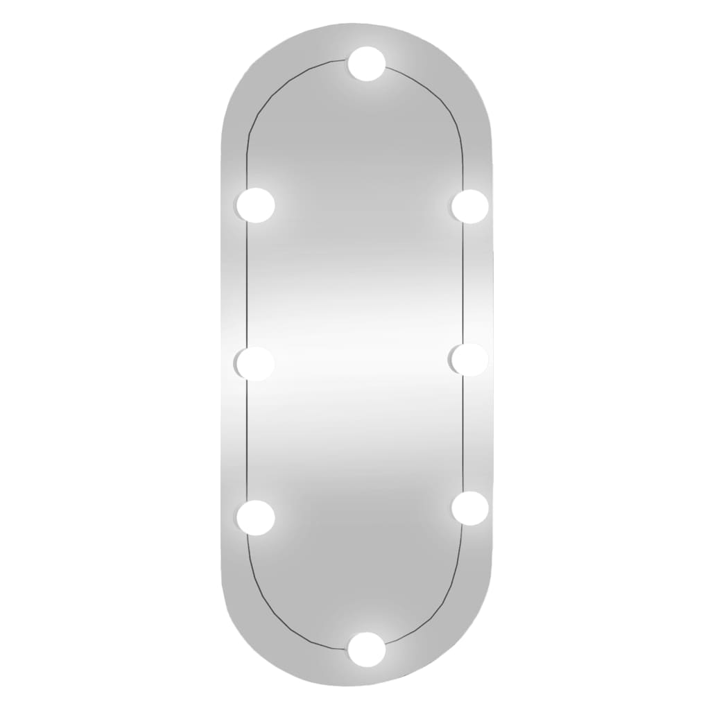 Veggspeil med LED-lys 35x80 cm glass oval