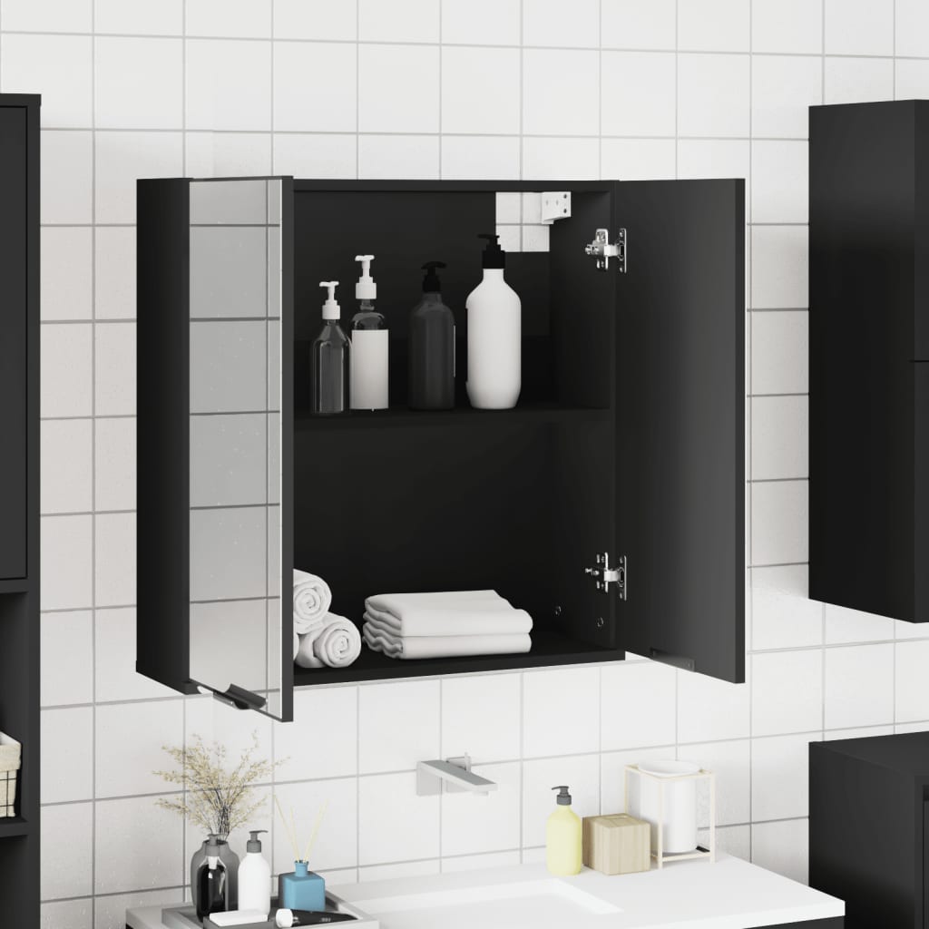 Baderomsspeil svart 64x20x67 cm konstruert tre
