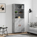 Highboard betonggrå 69,5x34x180 cm konstruert tre