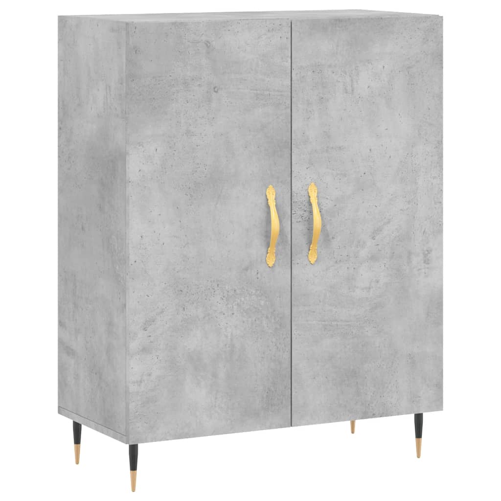 Highboard betonggrå 69,5x34x180 cm konstruert tre