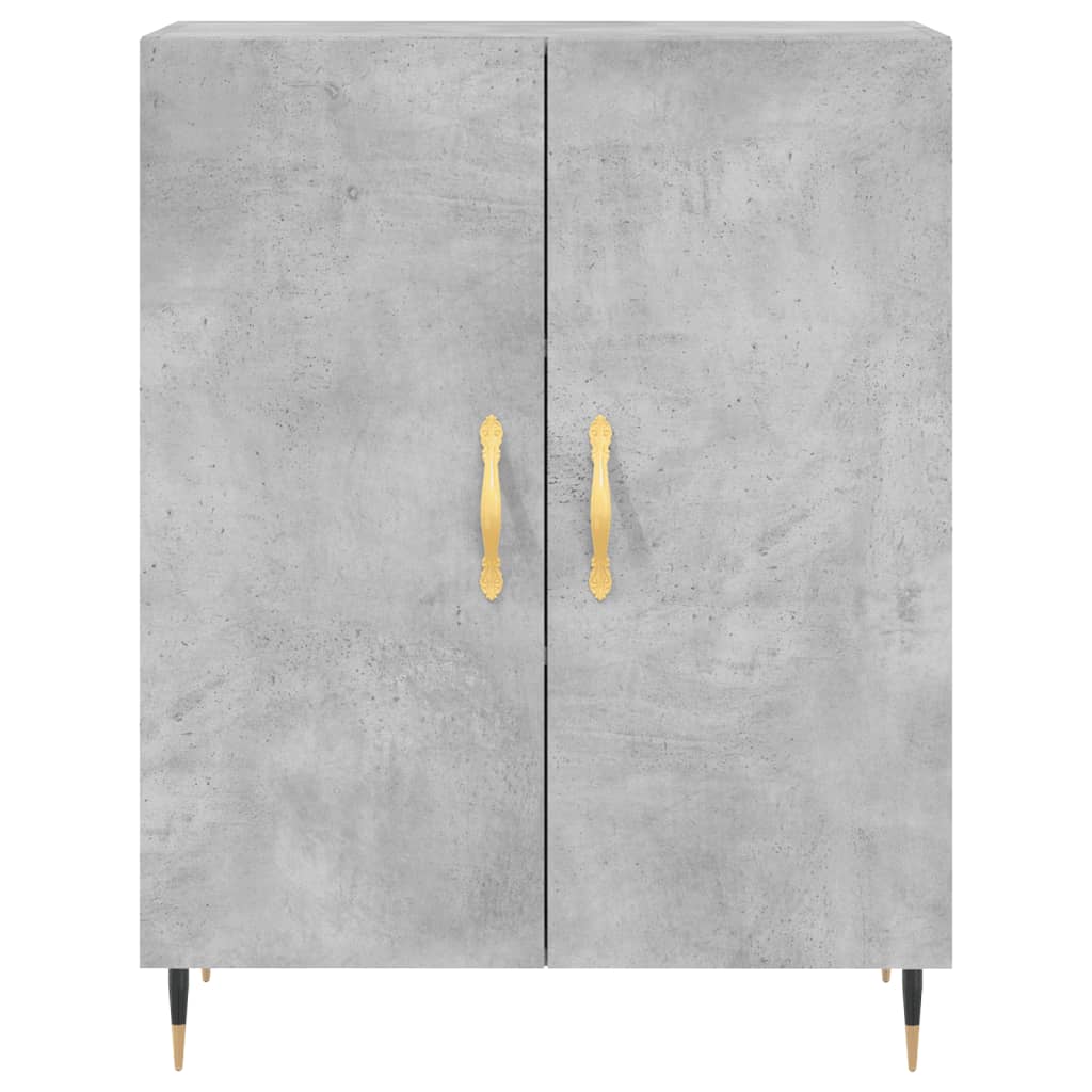 Highboard betonggrå 69,5x34x180 cm konstruert tre