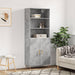 Highboard betonggrå 69,5x34x180 cm konstruert tre