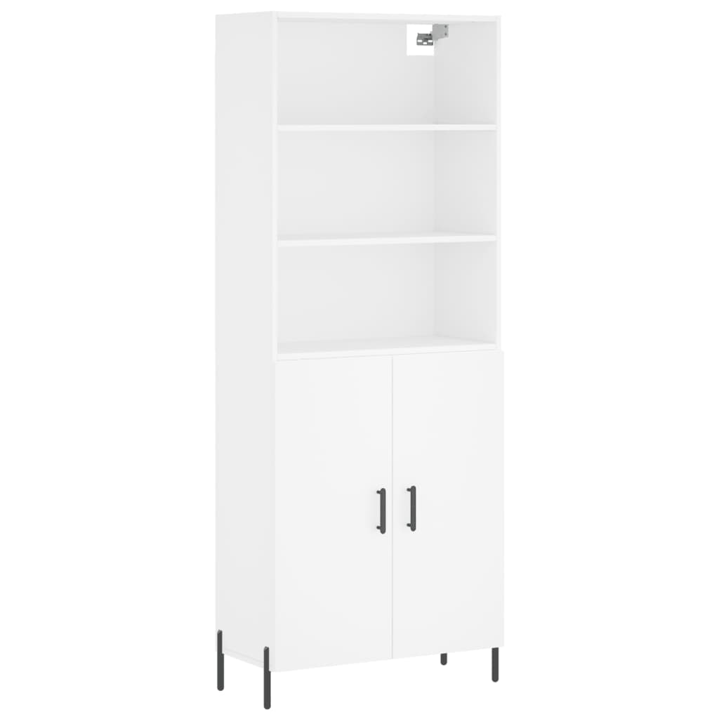 Highboard hvit 69,5x34x180 cm konstruert tre